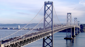 View of traffic crossing the Oakland Bay Bridge