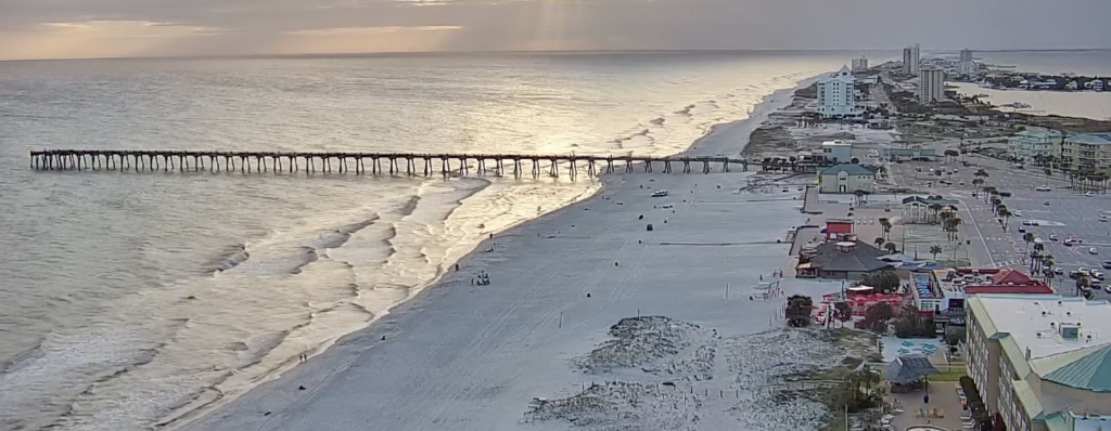 The Pensacola live cam captures the beach, water and people